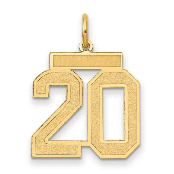 14k Yellow Gold, Jersey Collection, Medium Number 20 Pendant